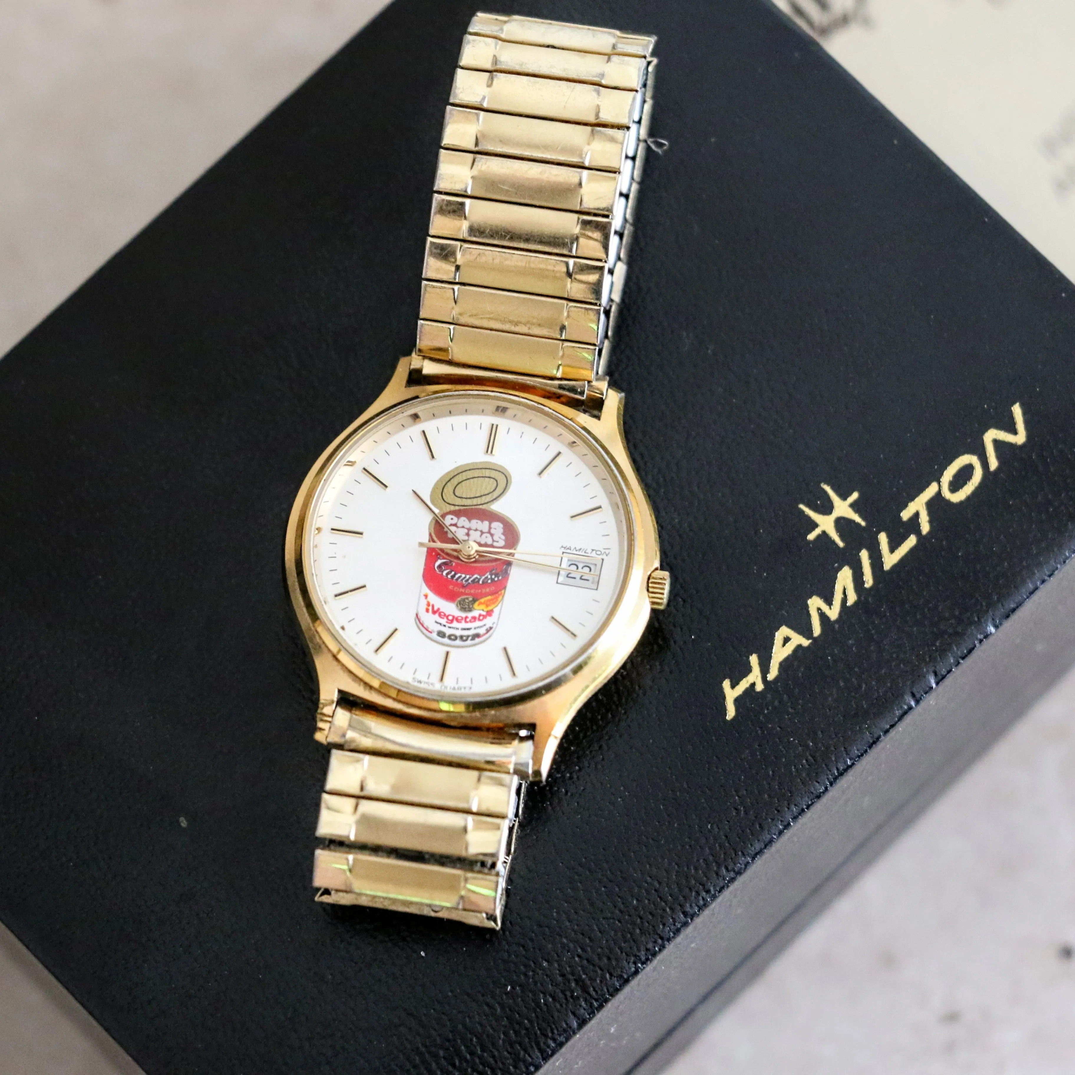 HAMILTON Quartz Watch - Campbell's Soup Dial Wristwatch Original Box & Papers!