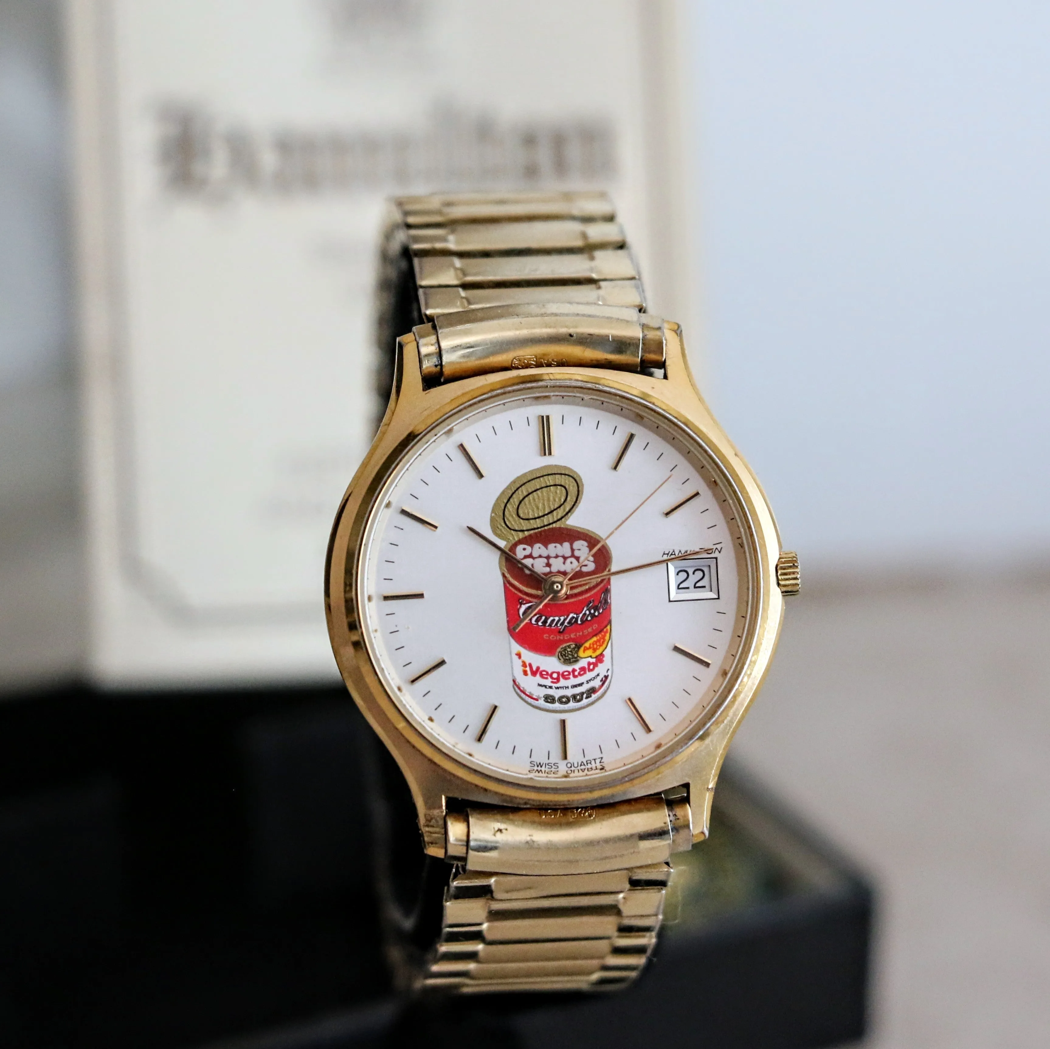 HAMILTON Quartz Watch - Campbell's Soup Dial Wristwatch Original Box & Papers!