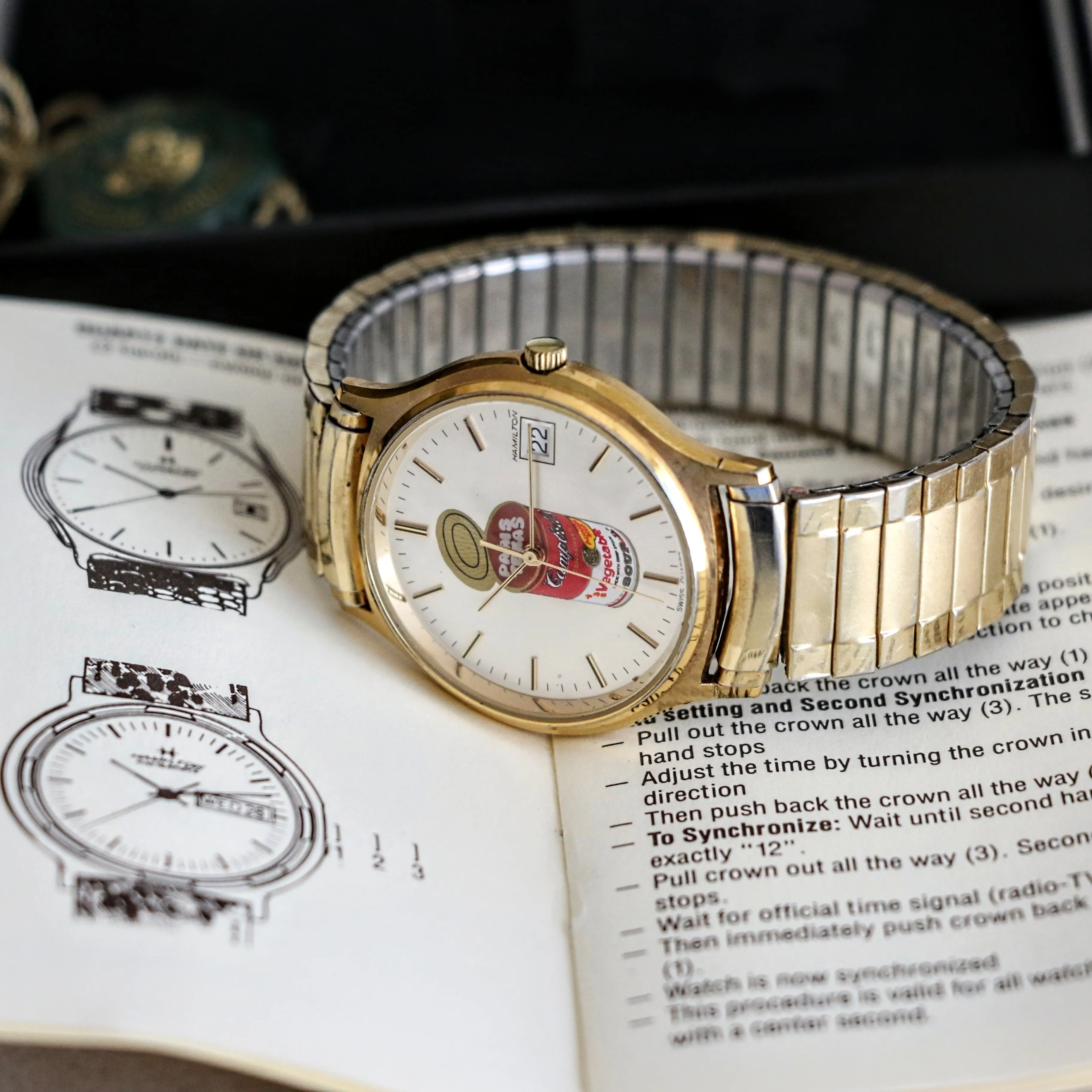 HAMILTON Quartz Watch - Campbell's Soup Dial Wristwatch Original Box & Papers!
