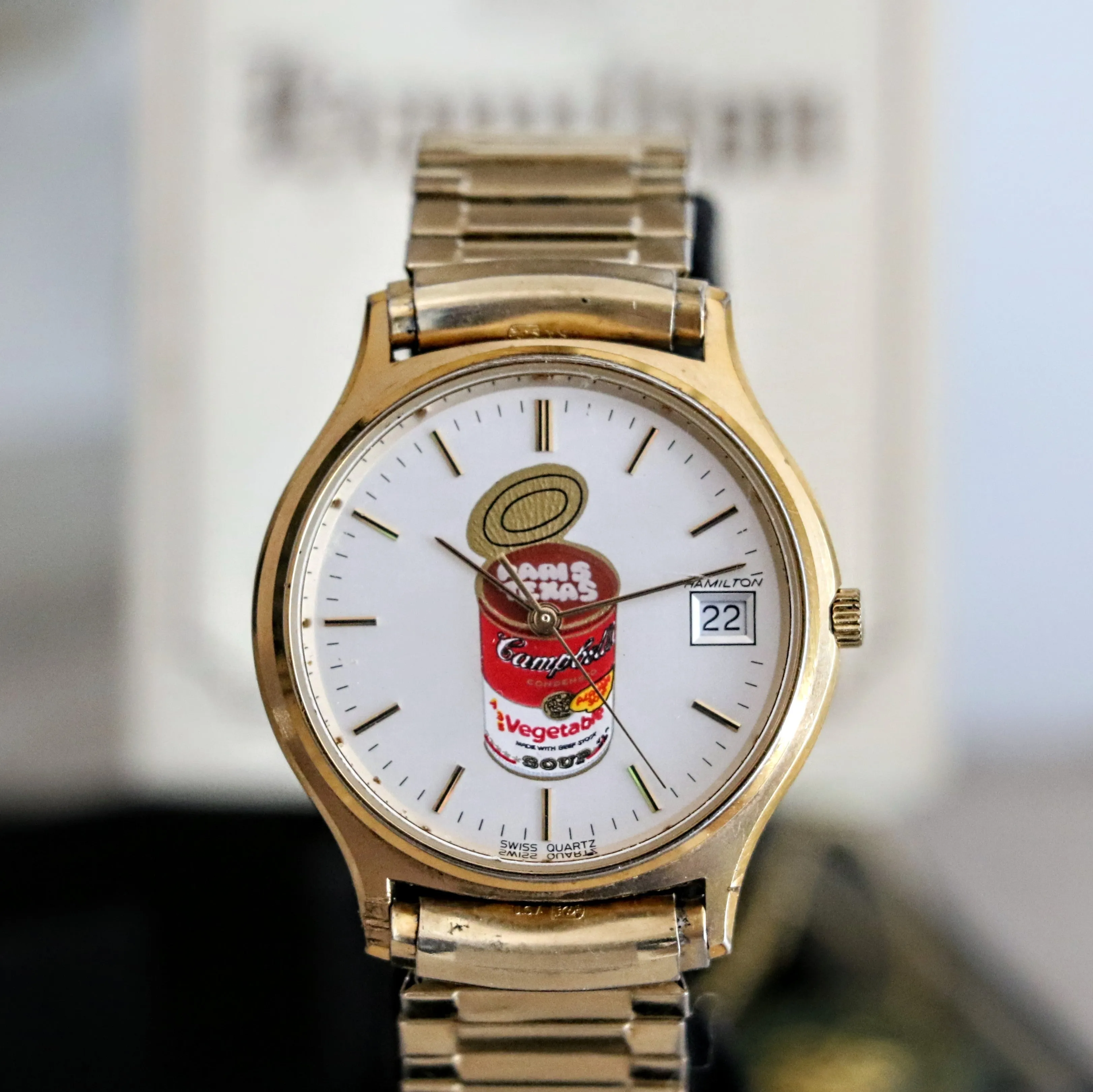 HAMILTON Quartz Watch - Campbell's Soup Dial Wristwatch Original Box & Papers!