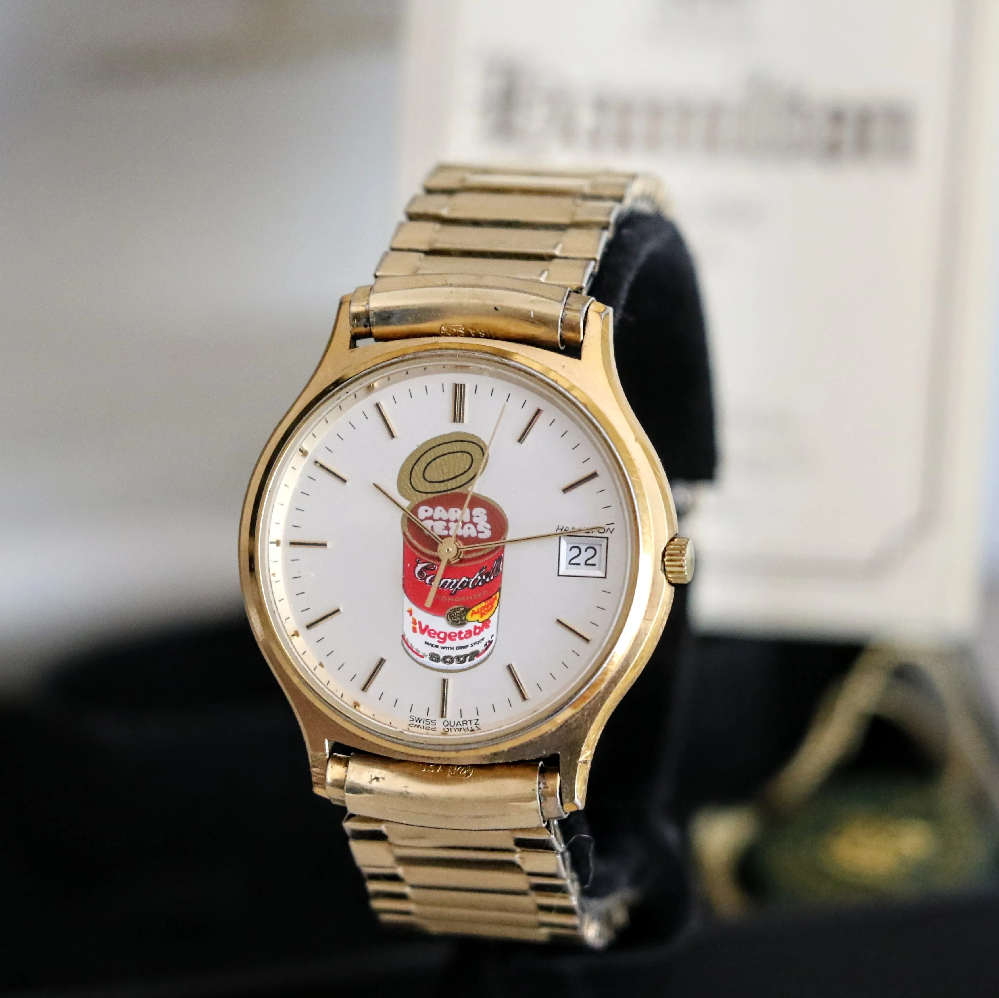 HAMILTON Quartz Watch - Campbell's Soup Dial Wristwatch Original Box & Papers!