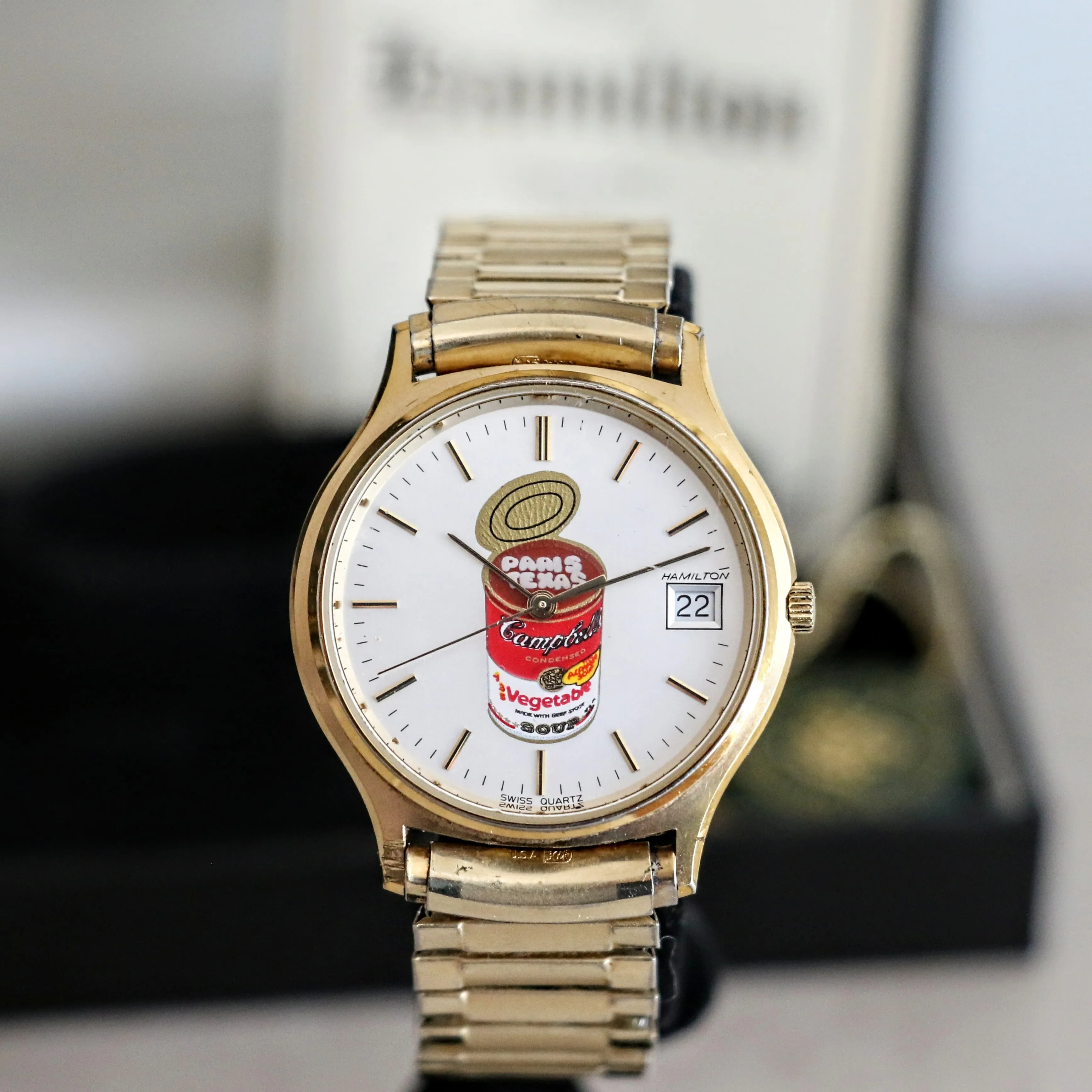HAMILTON Quartz Watch - Campbell's Soup Dial Wristwatch Original Box & Papers!