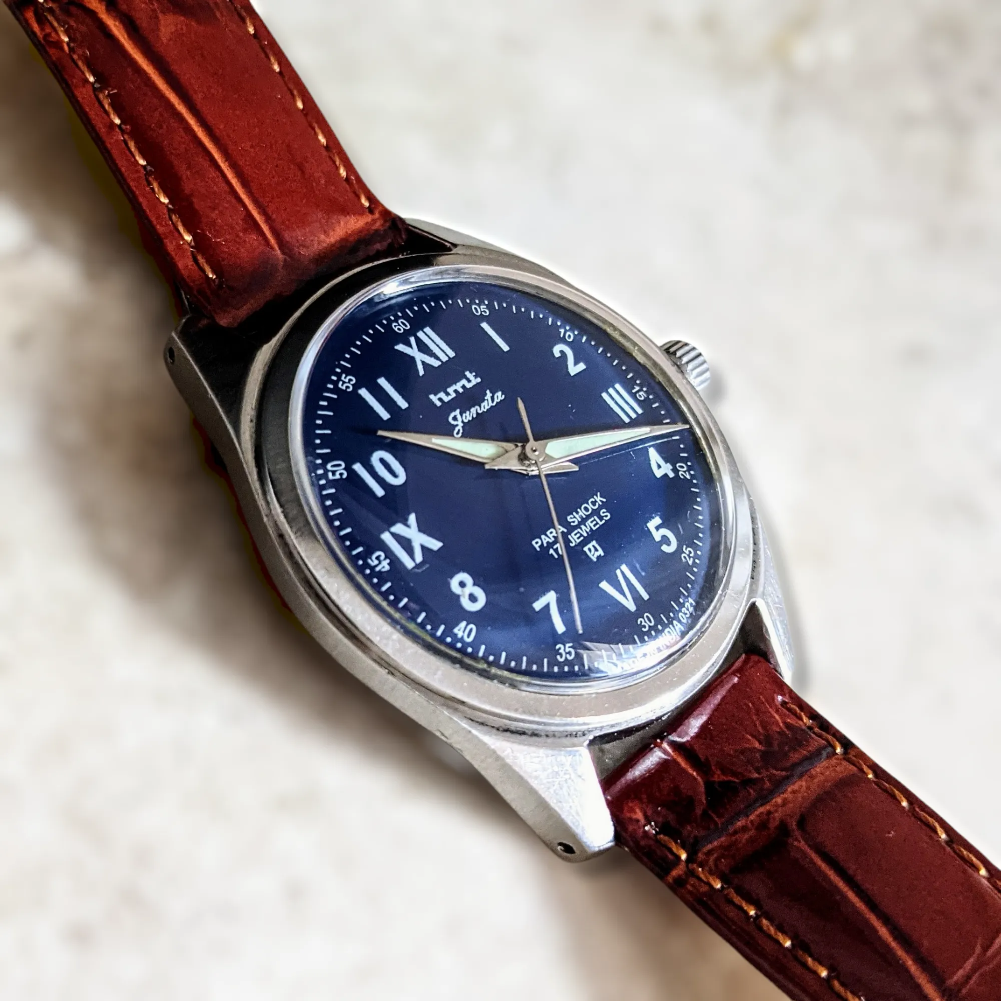 Janata Watch Roman & Arabic Numerals 17 Jewels Cal. 0231 Wristwatch