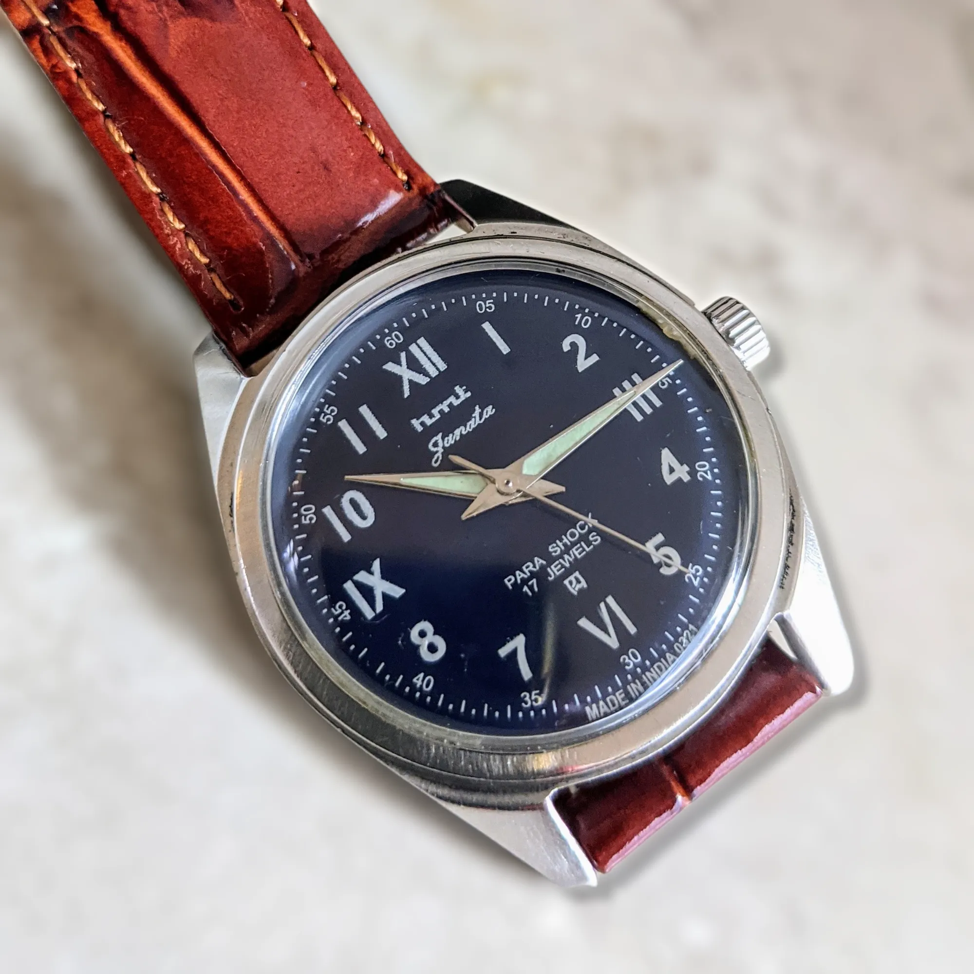 Janata Watch Roman & Arabic Numerals 17 Jewels Cal. 0231 Wristwatch