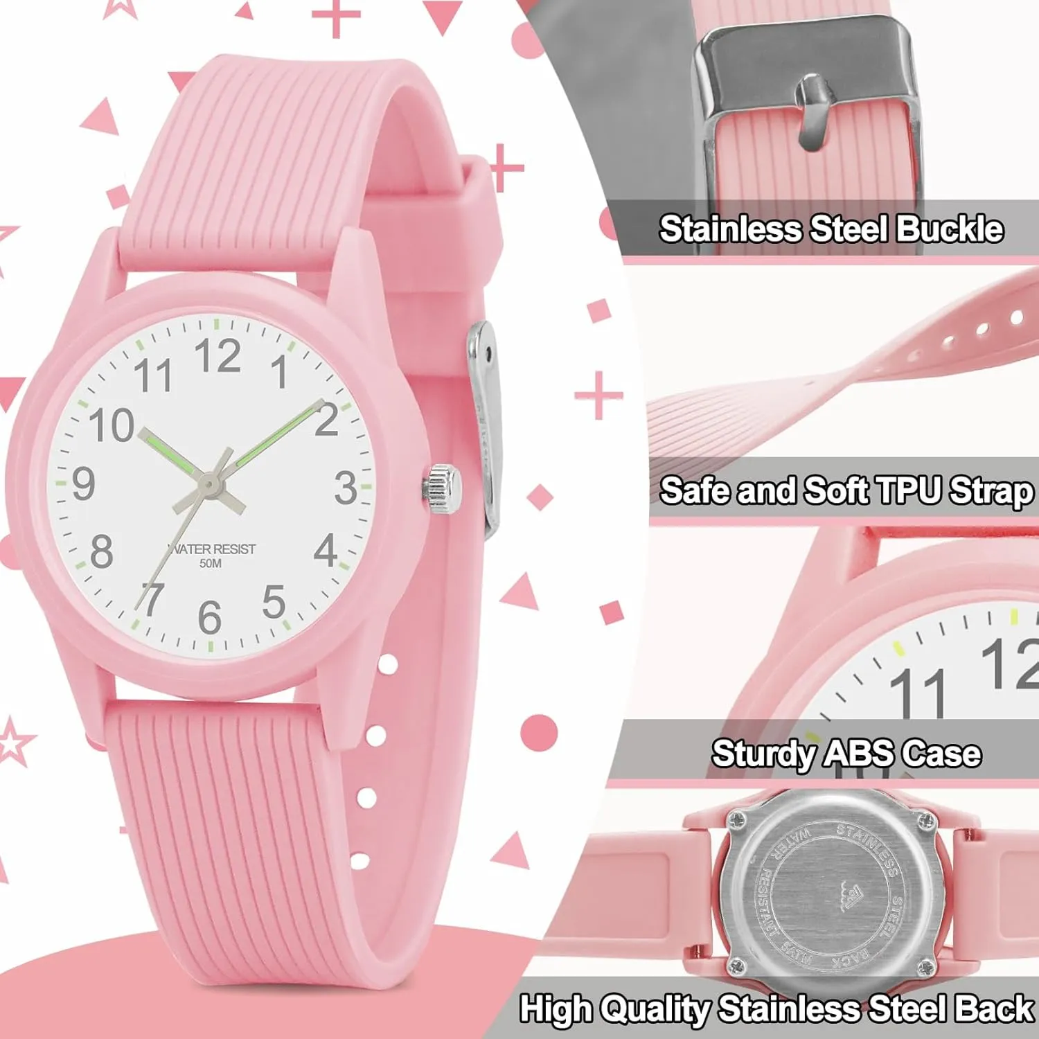 Kids Analog Watches for Girls Boys Watches with Soft Band Learning Time 50M Waterproof Children Watch Easy to Read for Ages 4-12 Kids Gift