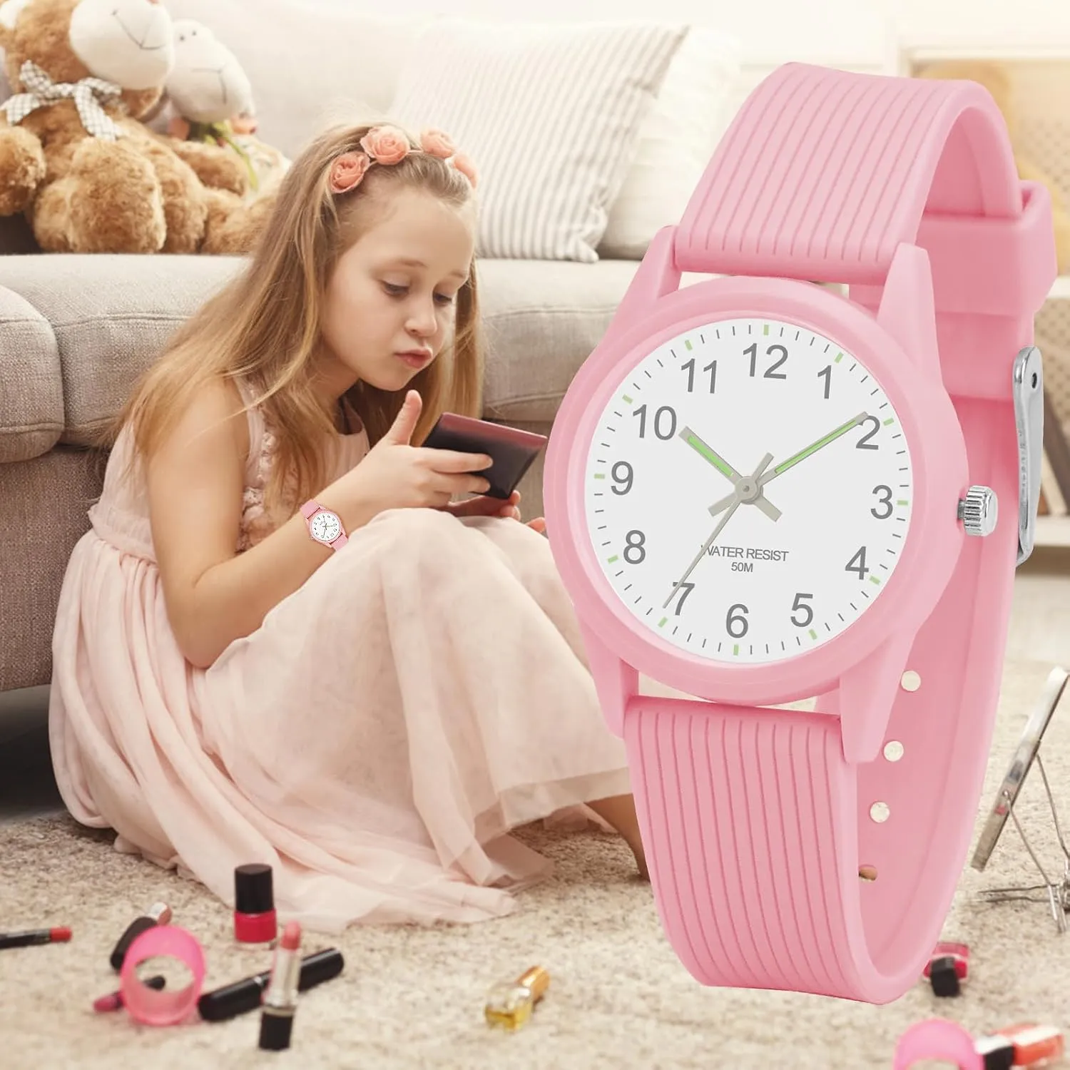 Kids Analog Watches for Girls Boys Watches with Soft Band Learning Time 50M Waterproof Children Watch Easy to Read for Ages 4-12 Kids Gift