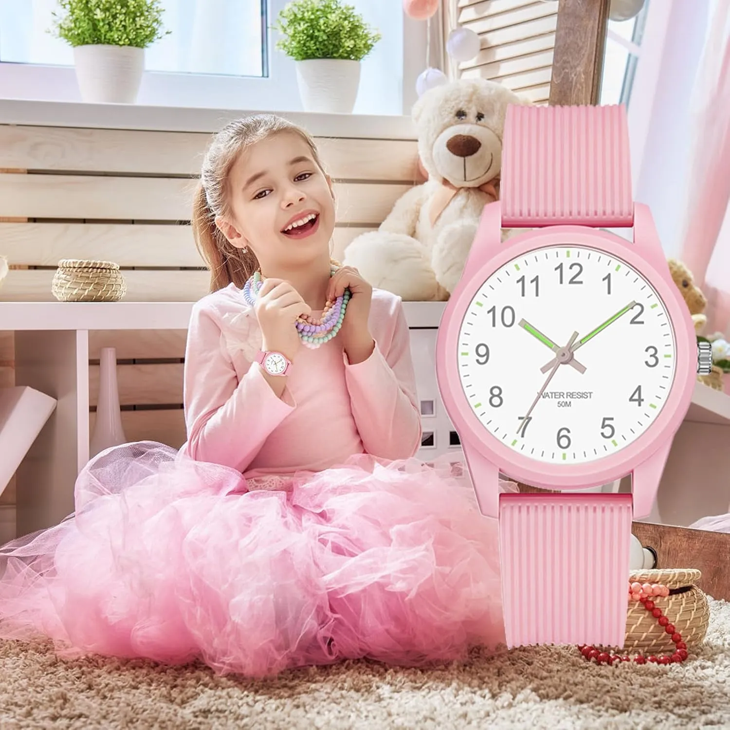 Kids Analog Watches for Girls Boys Watches with Soft Band Learning Time 50M Waterproof Children Watch Easy to Read for Ages 4-12 Kids Gift