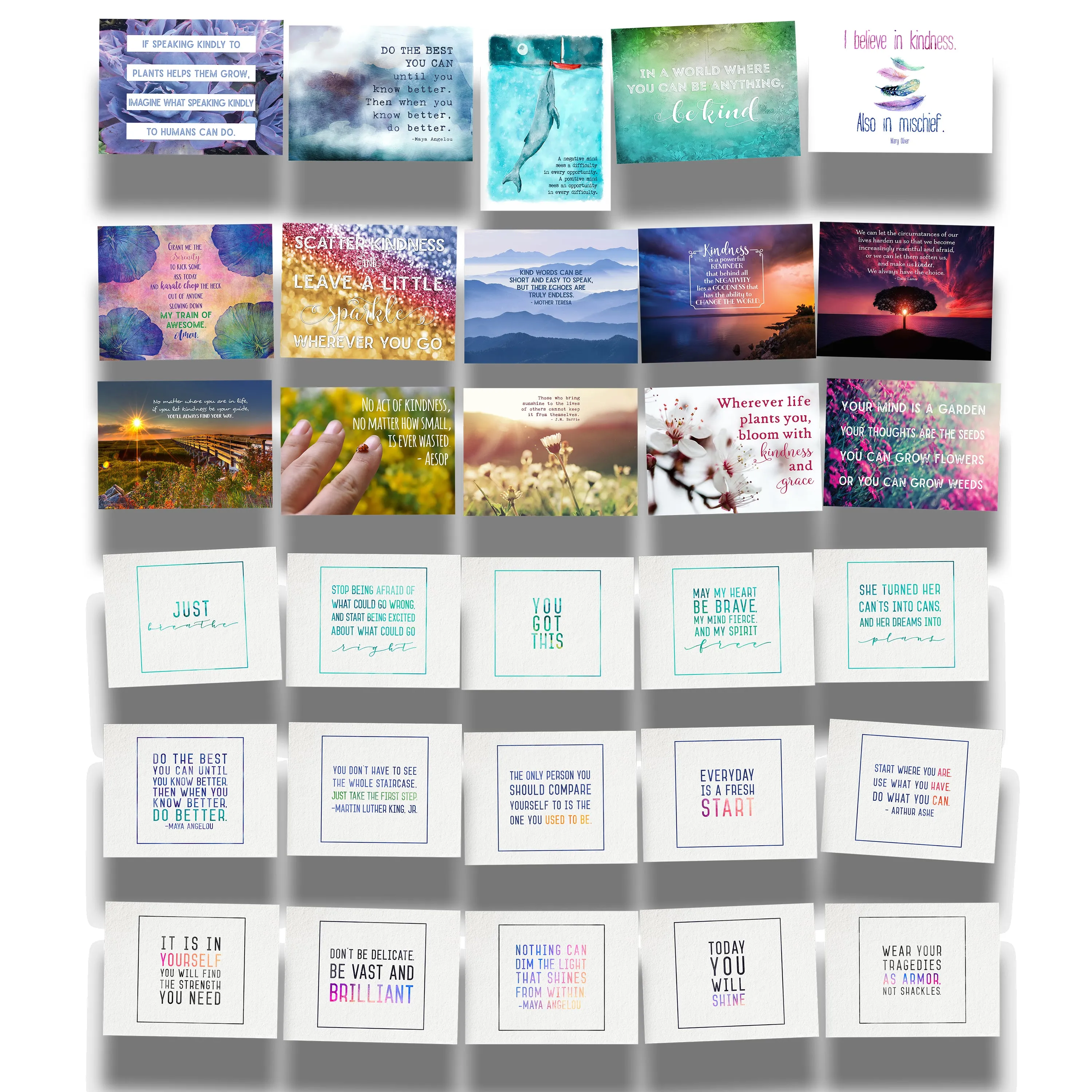 Kind Cards and Encourage Inspire Empower Emerge Postcard Bundle Collections