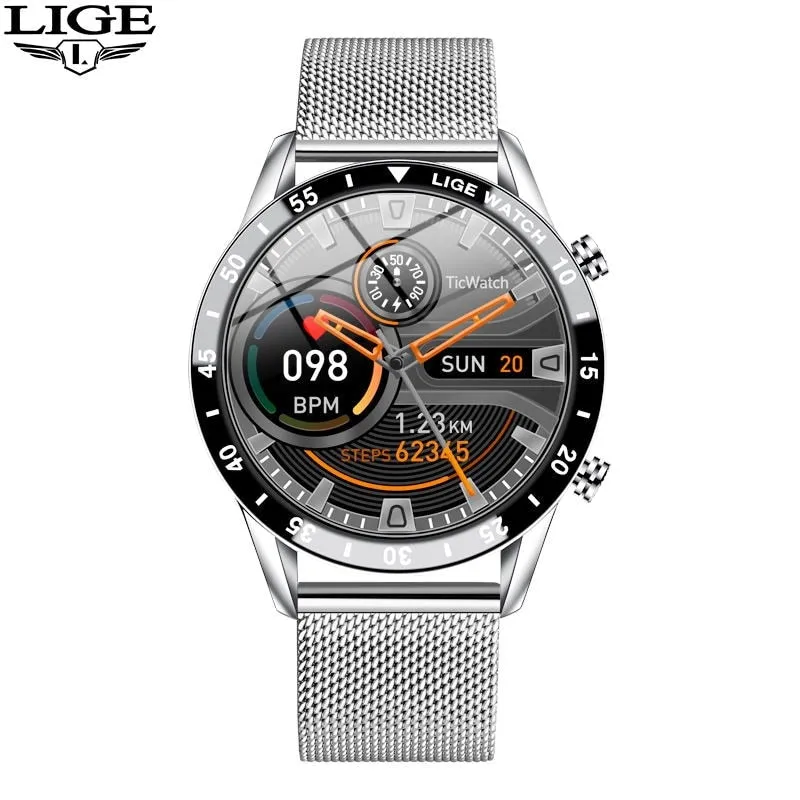 LIGE 2023 Smart Watch Men Full Circle Touch Screen Bluetooth Call Men Smartwatch Waterproof Sport Activity Fitness Watch Box