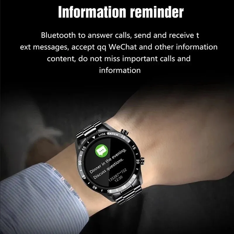 LIGE 2023 Smart Watch Men Full Circle Touch Screen Bluetooth Call Men Smartwatch Waterproof Sport Activity Fitness Watch Box