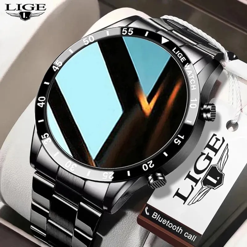 LIGE 2023 Smart Watch Men Full Circle Touch Screen Bluetooth Call Men Smartwatch Waterproof Sport Activity Fitness Watch Box