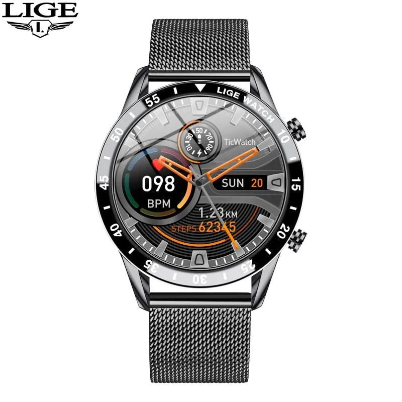 LIGE 2023 Smart Watch Men Full Circle Touch Screen Bluetooth Call Men Smartwatch Waterproof Sport Activity Fitness Watch Box