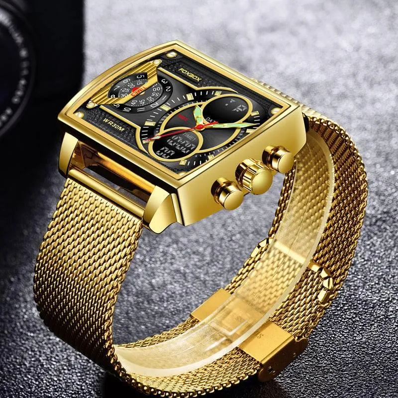 LIGE Large Dial Men's Multi-functional Waterproof Quartz Watch For Men
