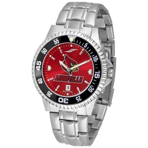 Louisville Cardinals Mens Competitor AnoChrome Steel Band Watch w/ Colored Bezel