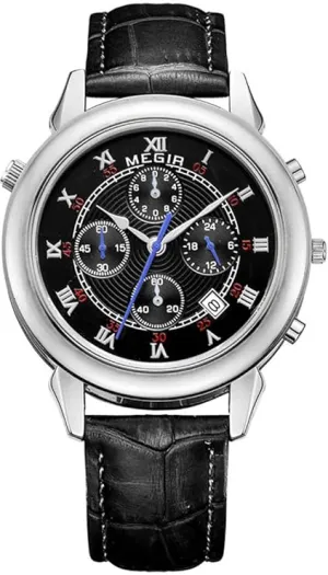 Megir Crown Prince Black Luxury Chronograph Watch for Men & Boys ML2013GBK-1
