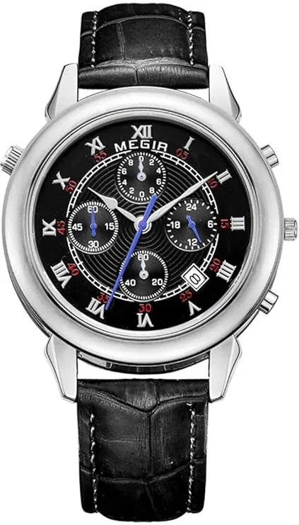 Megir Crown Prince Black Luxury Chronograph Watch for Men & Boys ML2013GBK-1