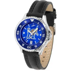 Memphis Tigers Ladies Competitor Ano Poly/Leather Band Watch w/ Colored Bezel