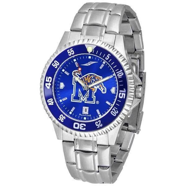 Memphis Tigers Mens Competitor AnoChrome Steel Band Watch w/ Colored Bezel