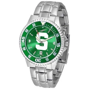 Michigan State Spartans Mens Competitor AnoChrome Steel Band Watch w/ Colored Bezel