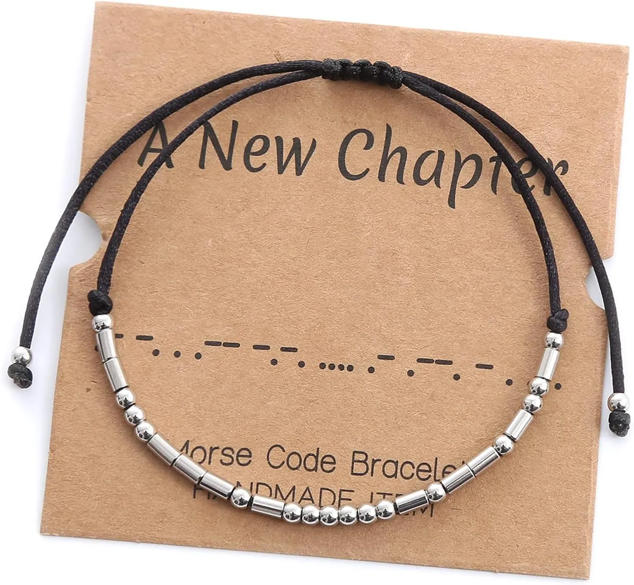 Morse Code Bracelets for Women Men - Inspirational Morse Code Beads with Cord Handmade Wrap Bracelet, Secret Message Jewelry Gifts for Her for Daughter Sister Best Friends