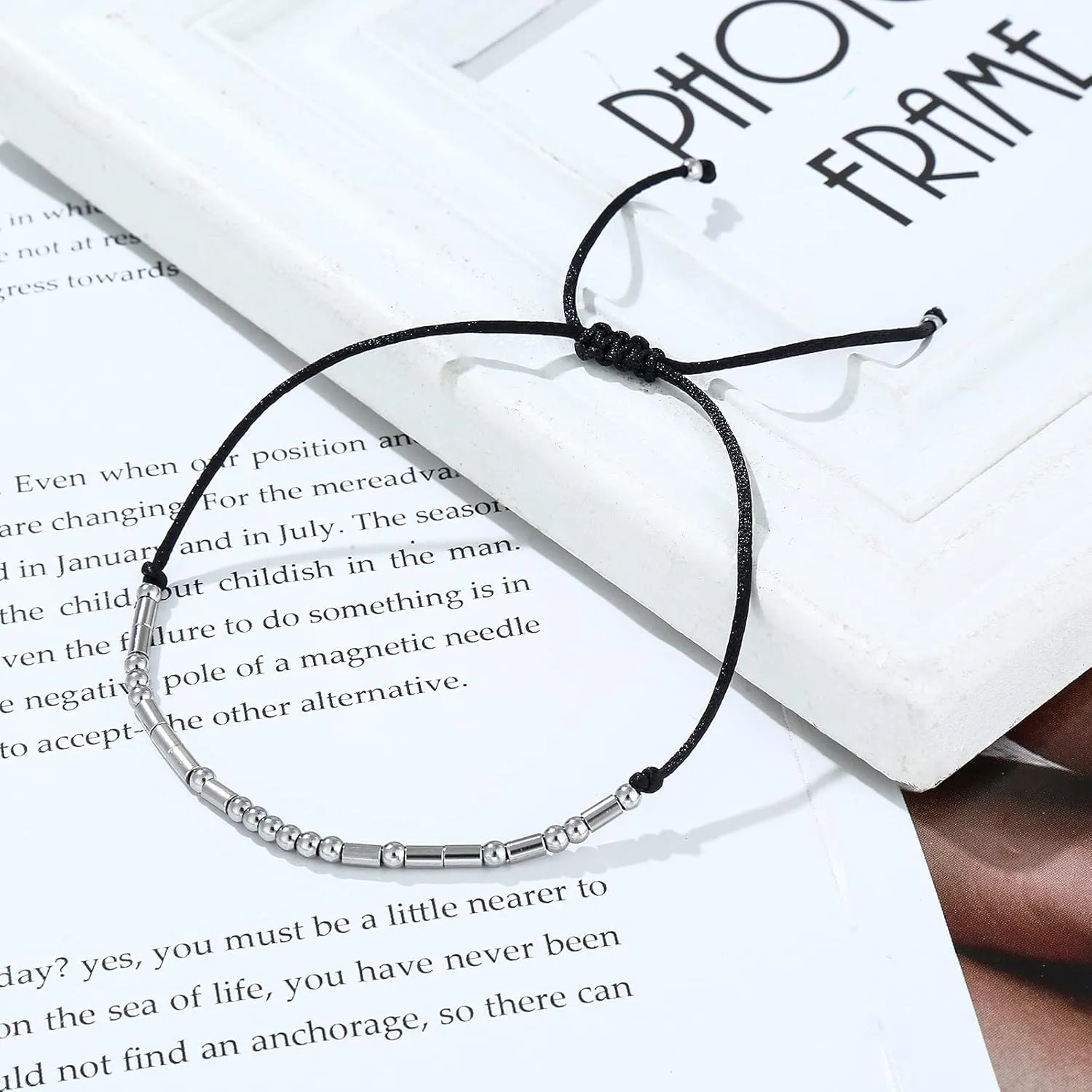 Morse Code Bracelets for Women Men - Inspirational Morse Code Beads with Cord Handmade Wrap Bracelet, Secret Message Jewelry Gifts for Her for Daughter Sister Best Friends