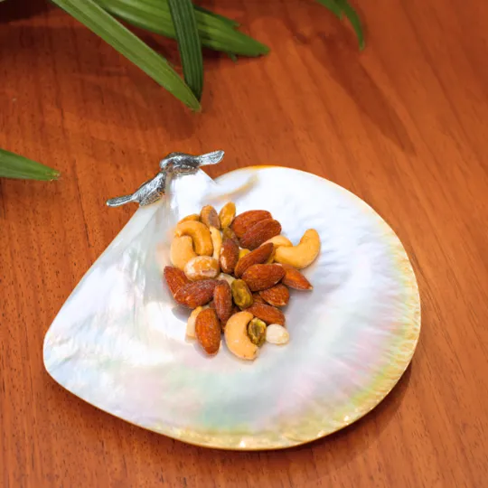 Mother of Pearl Canape Plate with Silver Birds