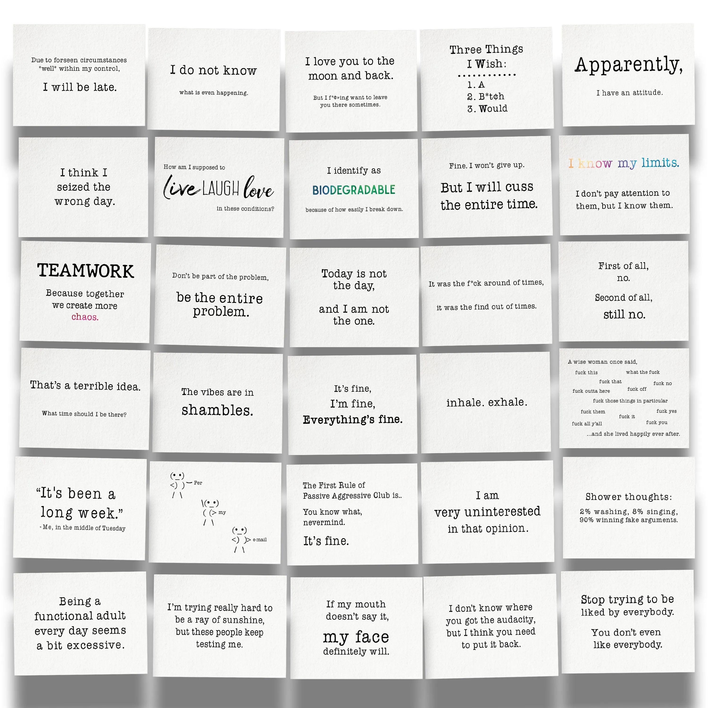 My A-Game is Adequate Can't Even Edition Postcard Collection