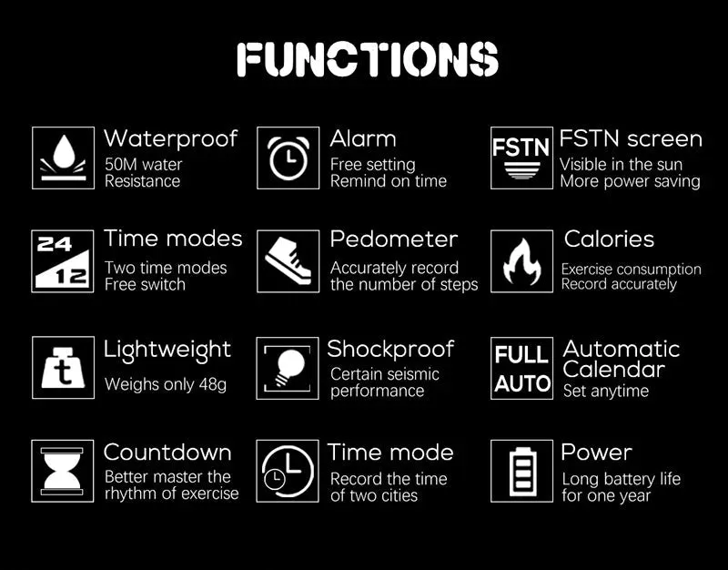 North Edge Mars: Rugged Men's Digital Watch with Pedometer, Waterproof Design & Multi-Functional Features