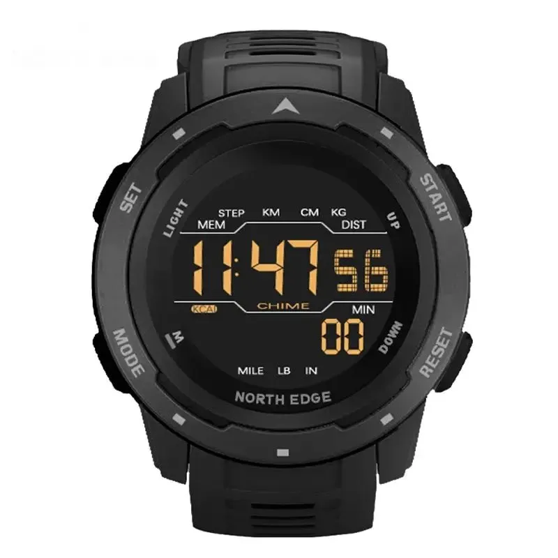 North Edge Mars: Rugged Men's Digital Watch with Pedometer, Waterproof Design & Multi-Functional Features