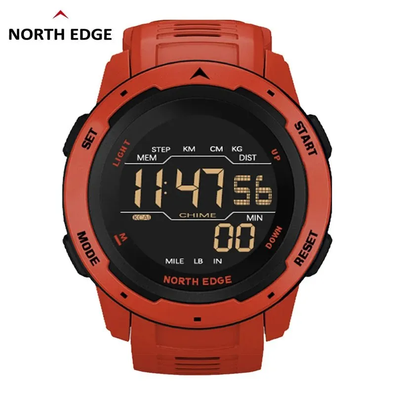 North Edge Mars: Rugged Men's Digital Watch with Pedometer, Waterproof Design & Multi-Functional Features