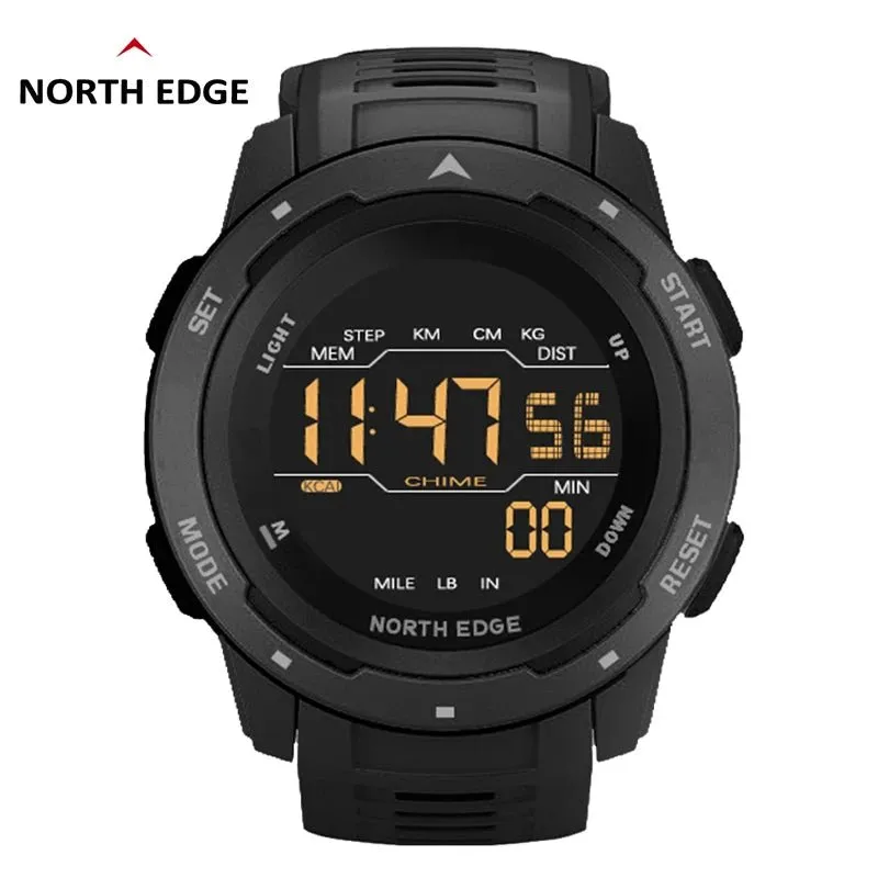 North Edge Mars: Rugged Men's Digital Watch with Pedometer, Waterproof Design & Multi-Functional Features