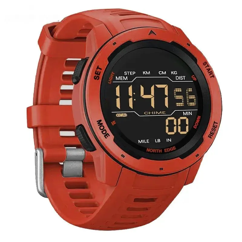 North Edge Mars: Rugged Men's Digital Watch with Pedometer, Waterproof Design & Multi-Functional Features