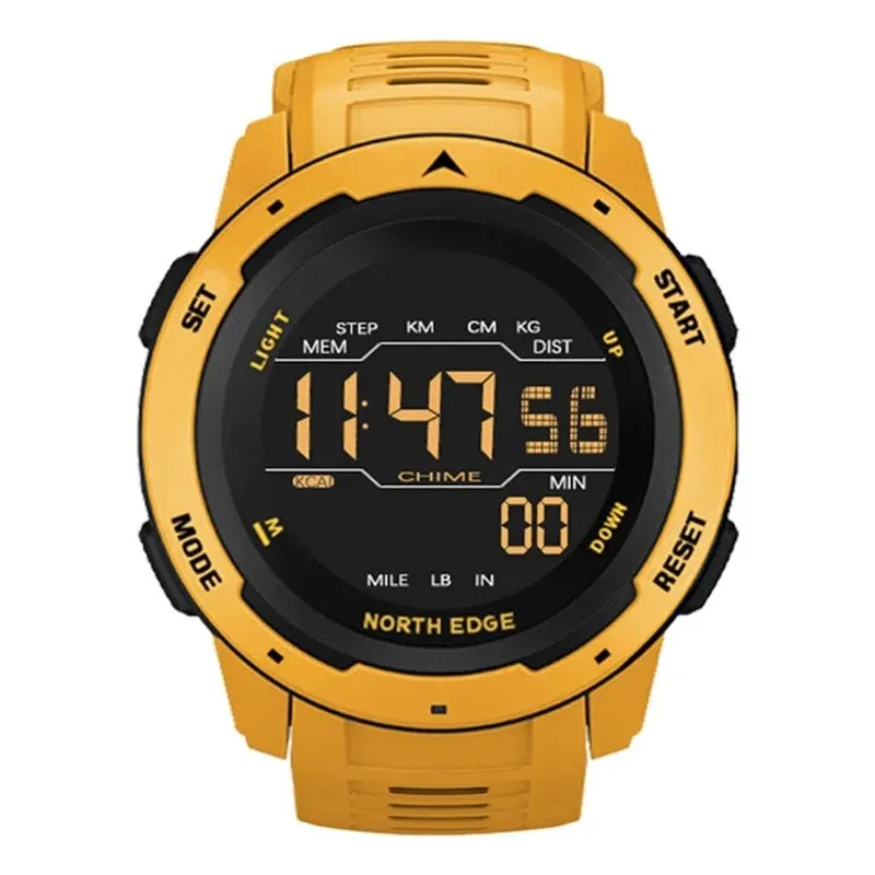 North Edge Mars: Rugged Men's Digital Watch with Pedometer, Waterproof Design & Multi-Functional Features