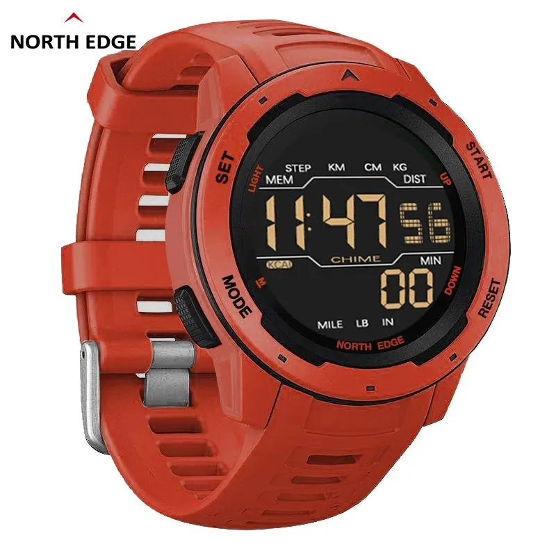 North Edge Mars: Rugged Men's Digital Watch with Pedometer, Waterproof Design & Multi-Functional Features