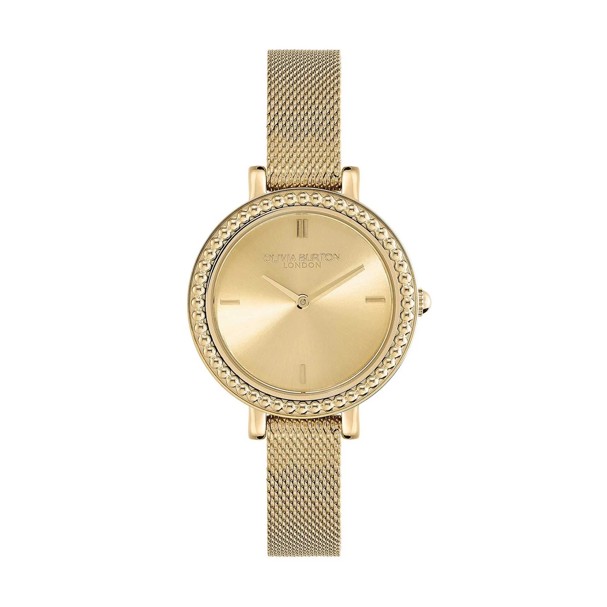 Olivia Burton 30mm Yellow Gold Plated Caviar Beaded Quartz Watch