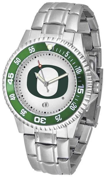 Oregon Ducks Mens Competitor AnoChrome Steel Band Watch w/ Colored Bezel