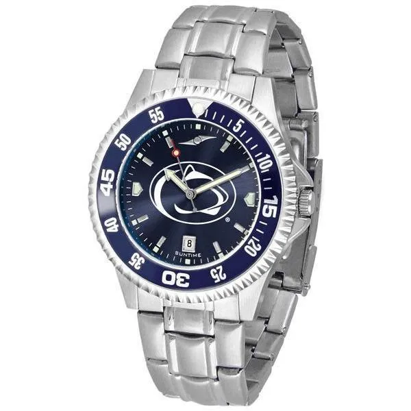 Penn State Nittany Lions Mens Competitor AnoChrome Steel Band Watch w/ Colored Bezel