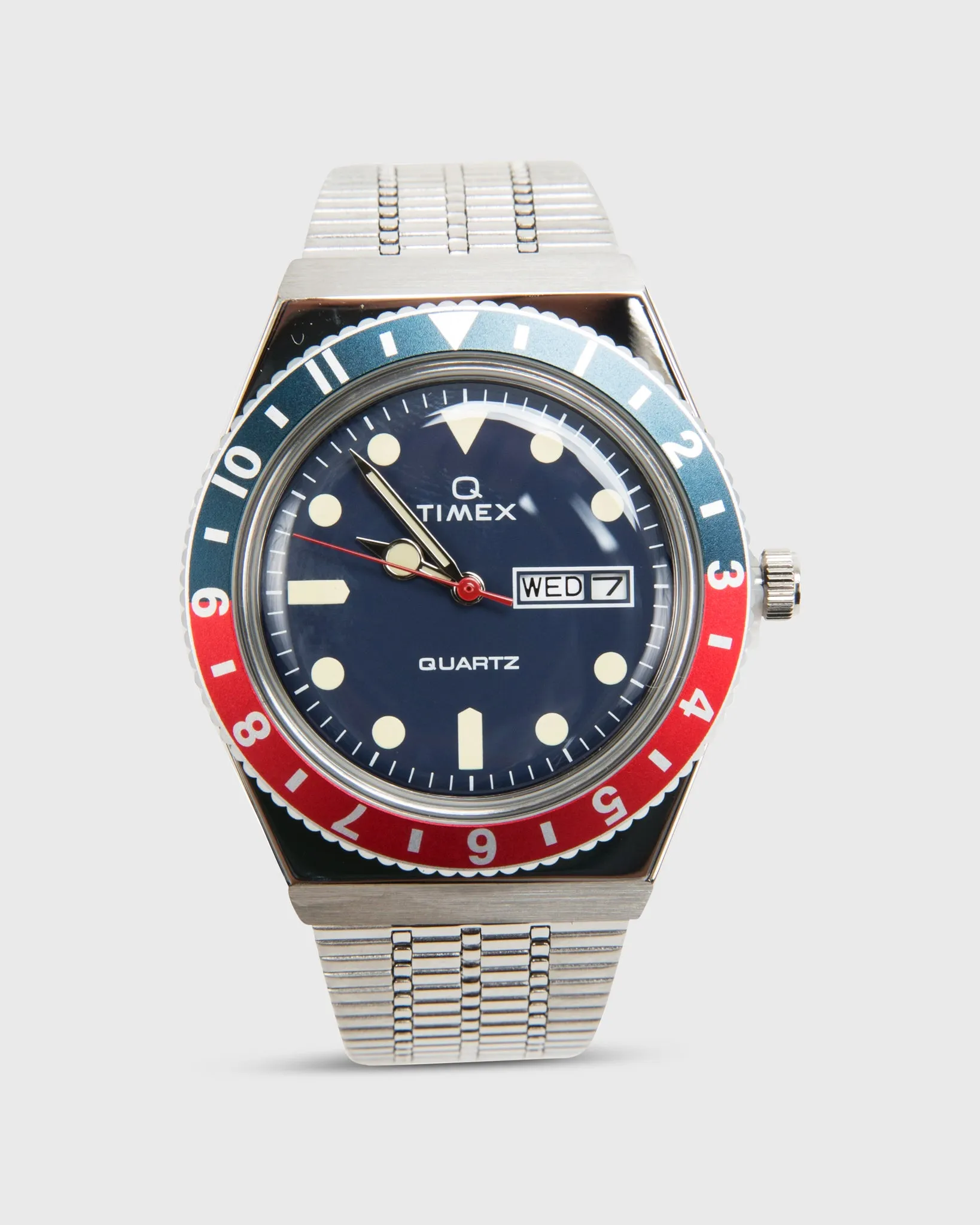 Q Timex Reissue Watch in Silver/Navy/Red