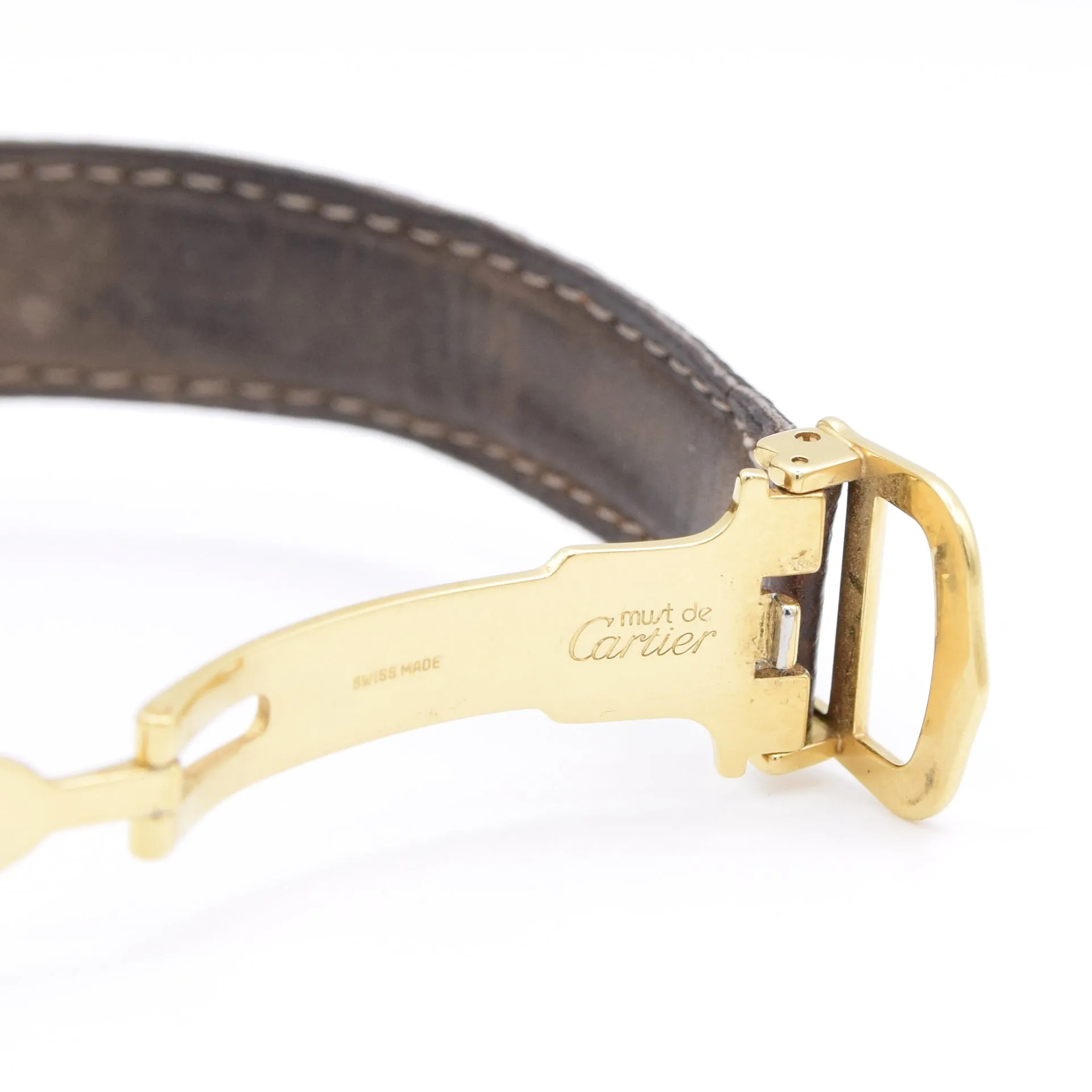 (Reserved)1990s Cartier 'Must de' Ronde Vendôme with tri-colour Dial in 925 Silver Gilt Vermeil Case with DP Buckle