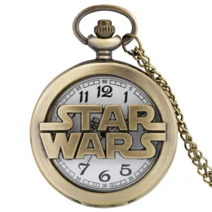 Retro Star Wars Hollow Quartz Pocket Watch