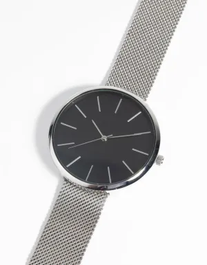 Silver Statement Face Mesh Watch