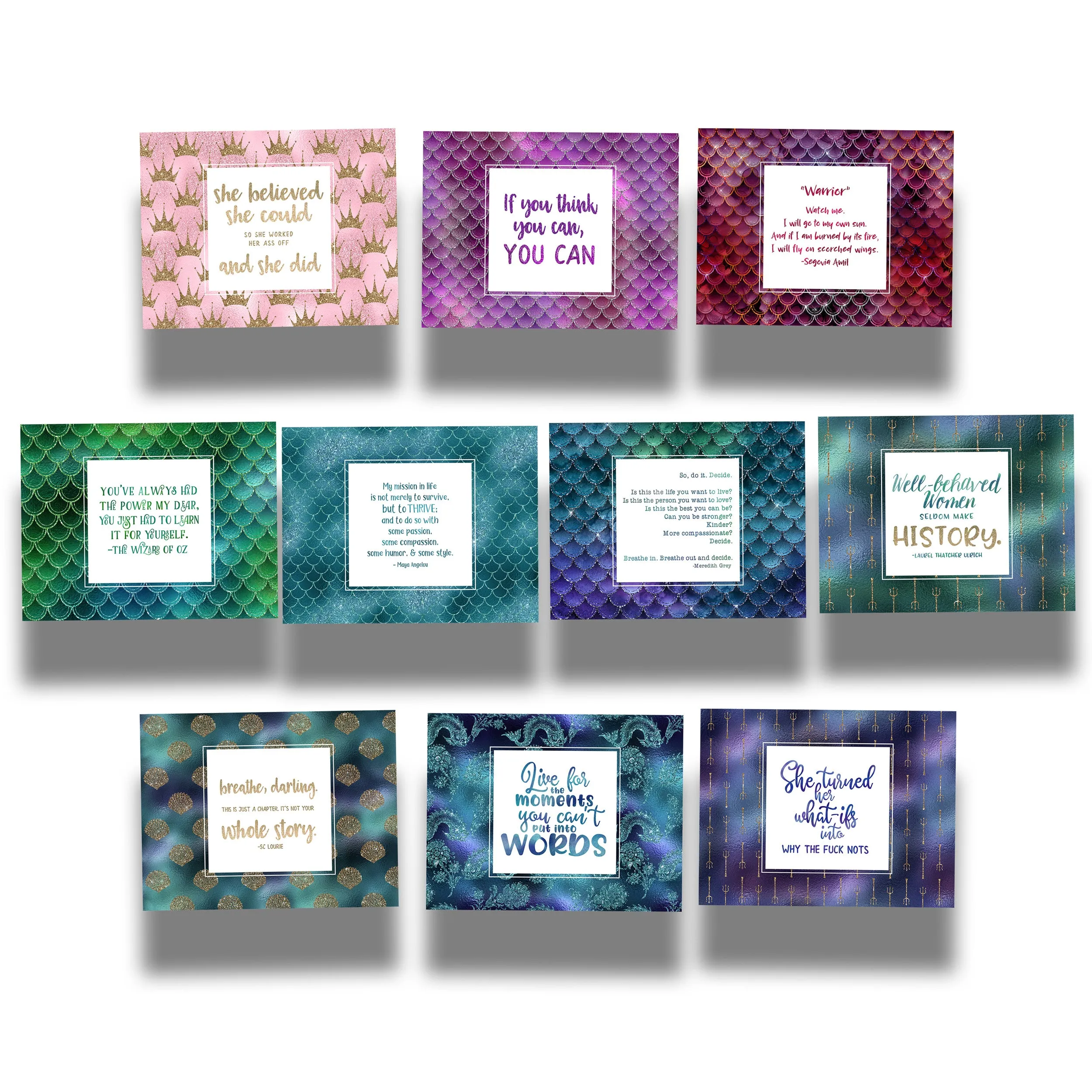 Siren Anthology 15-Card Postcard Collection of Encouraging & Empowering Mermaid Premium Glossy Postcards