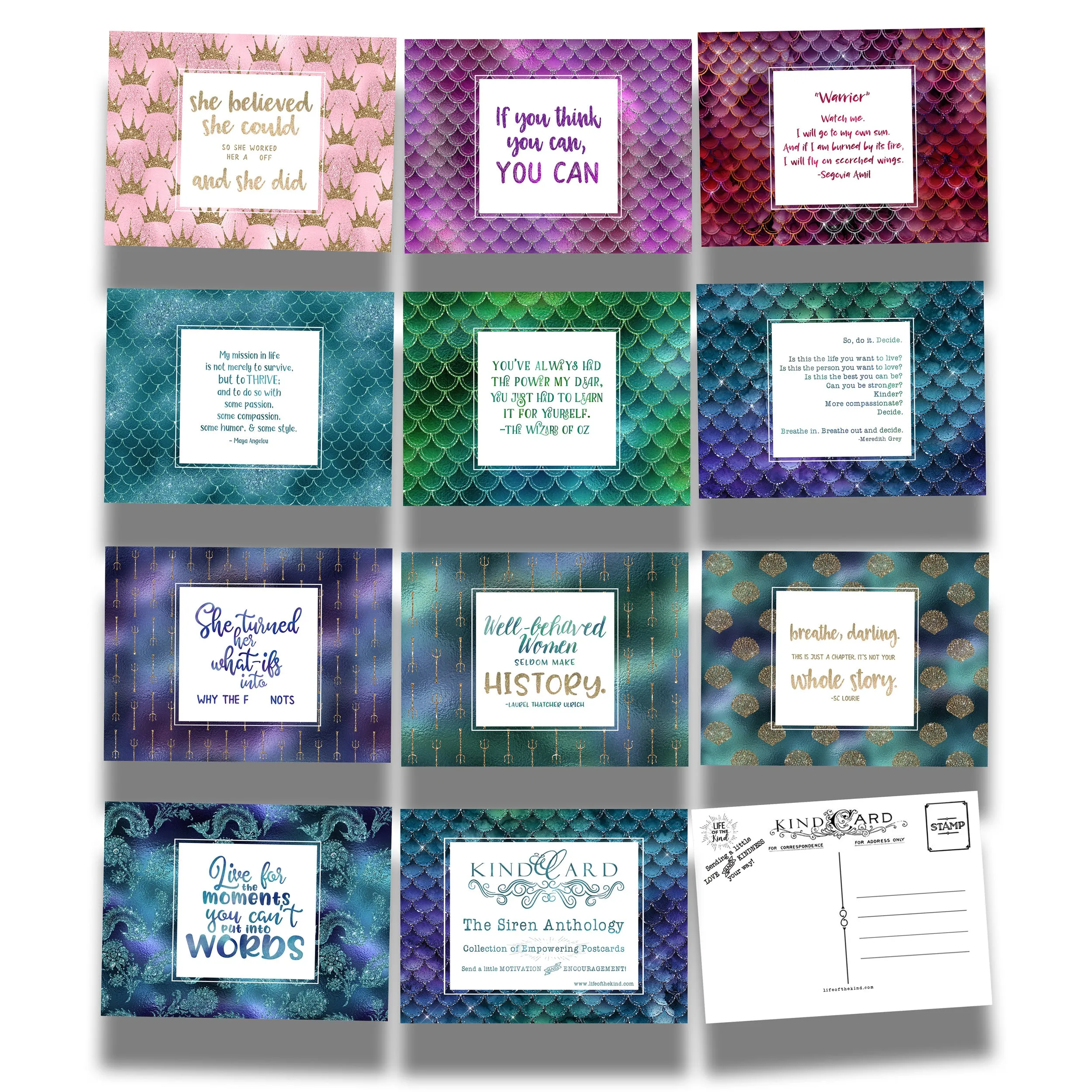 Siren Anthology 15-Card Postcard Collection of Encouraging & Empowering Mermaid Premium Glossy Postcards