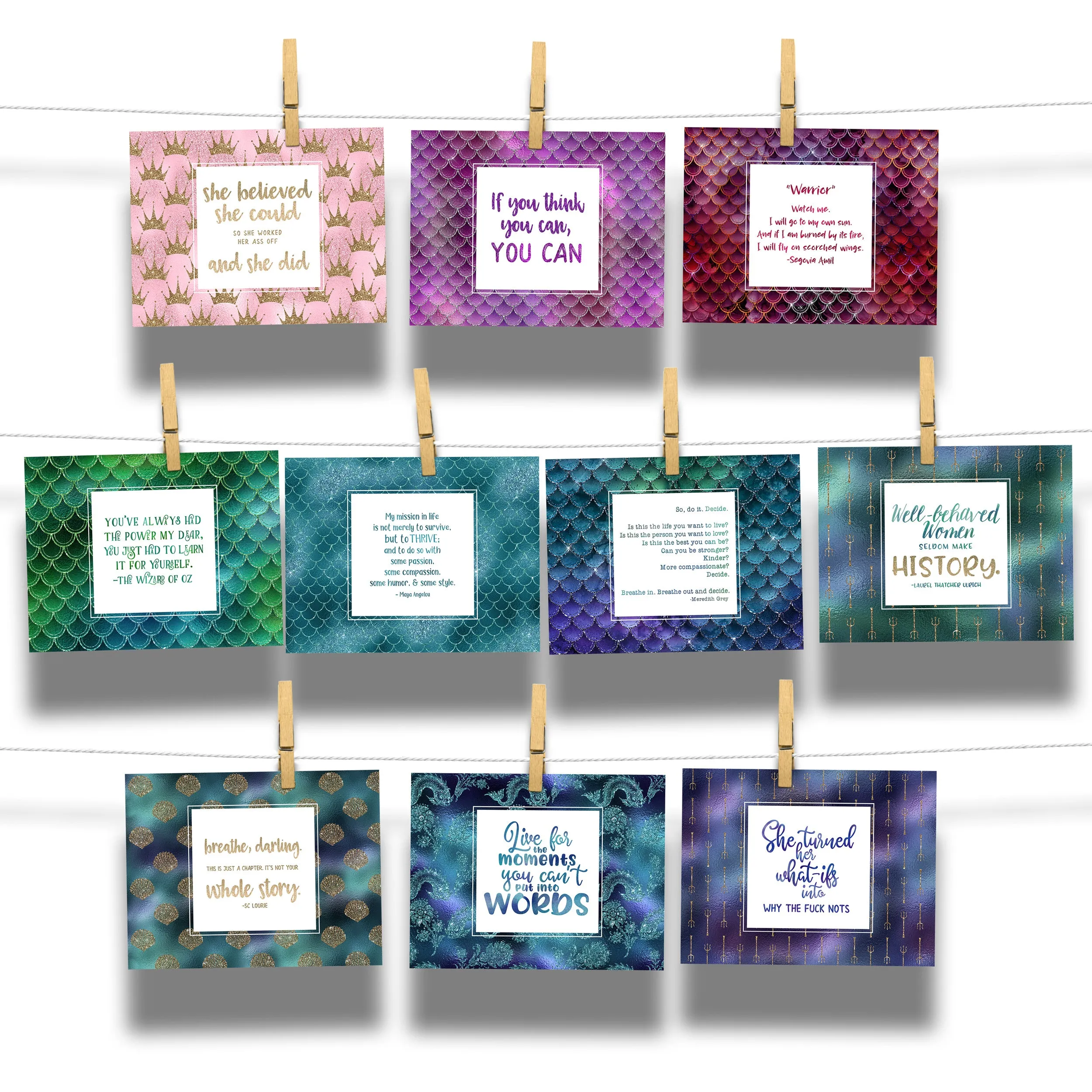 Siren Anthology 15-Card Postcard Collection of Encouraging & Empowering Mermaid Premium Glossy Postcards