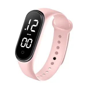 Sports watch - Led touch Display - Silicone Strap - Peach