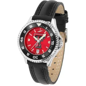 Texas Tech Red Raiders Ladies Competitor Ano Poly/Leather Band Watch w/ Colored Bezel