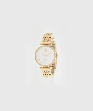US POLO WOMEN ELEONOR STAINLESS STEEL BAND WITH GOLD PLATING PERSONALIZED BUCKLE