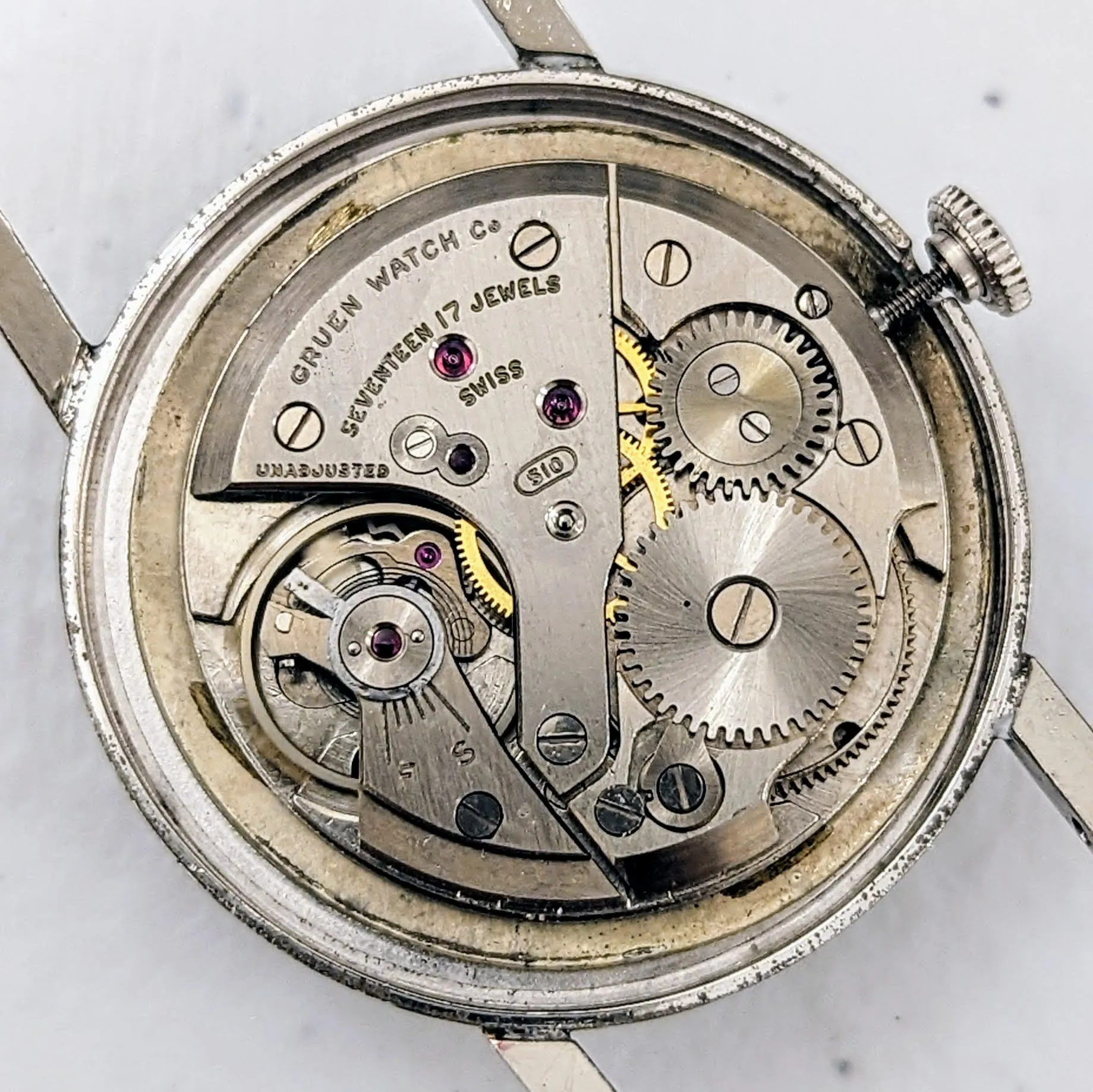 Vintage GRUEN Precision Diamond Dial Watch Cal. 510 Wristwatch in Display Box!