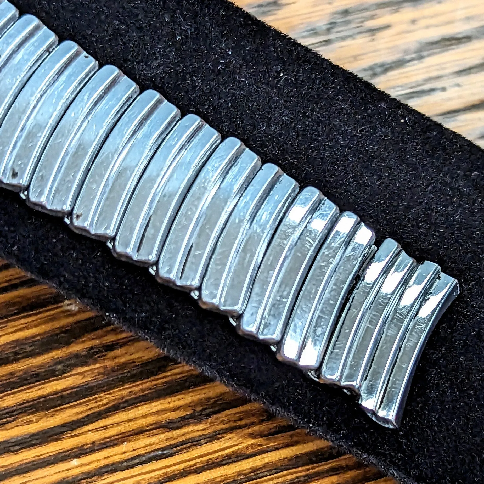 Vintage JB CHAMPION U.S.A. 17mm Watch Bracelet Center Scissor Expansion Band ALL Stainless-Steel