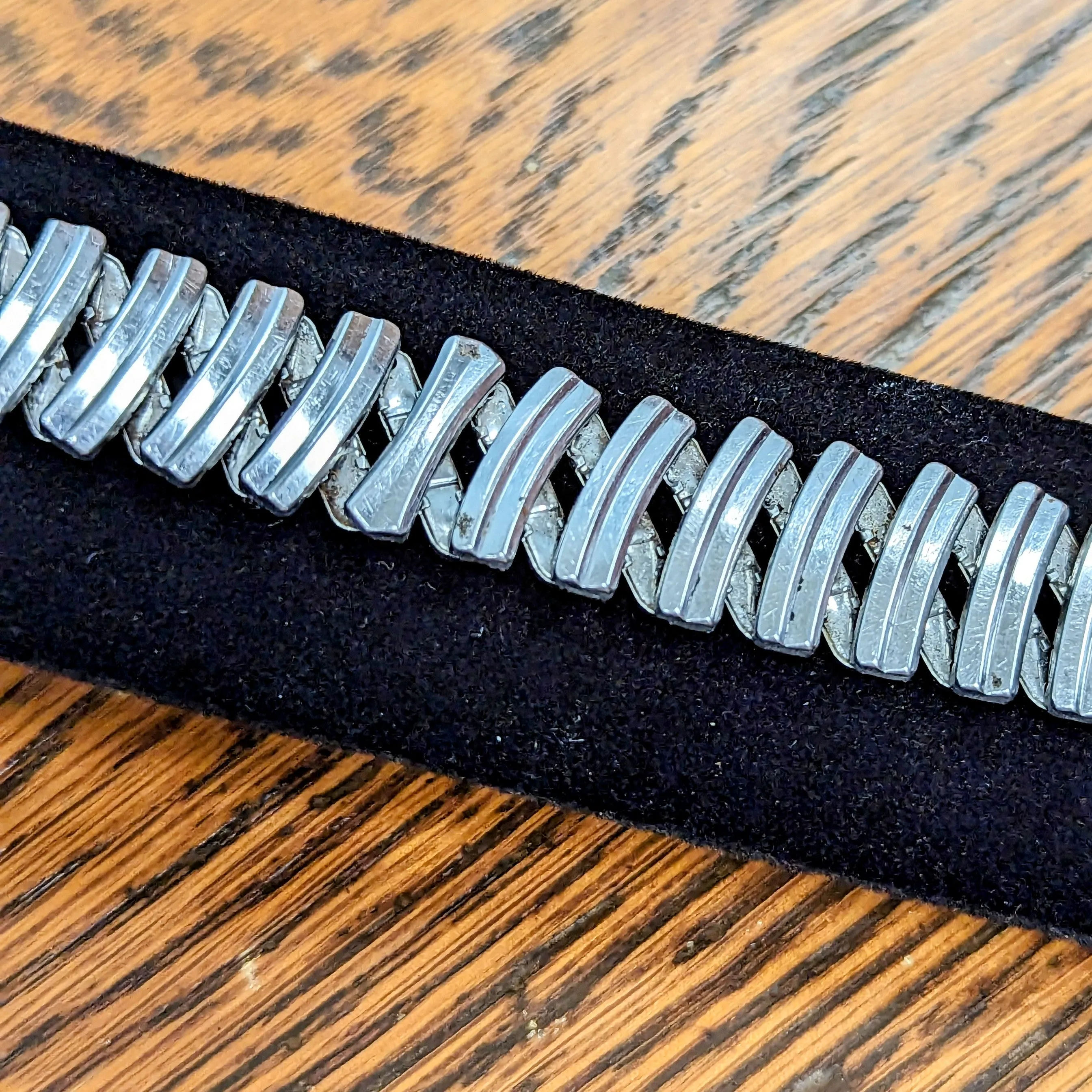 Vintage JB CHAMPION U.S.A. 17mm Watch Bracelet Center Scissor Expansion Band ALL Stainless-Steel